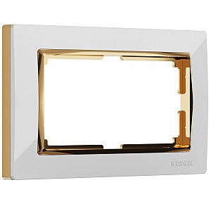 Рамка Werkel W0081933/ Рамка для двойной розетки Snabb (белый/золото)