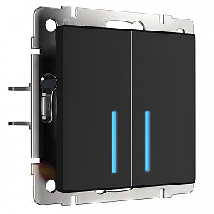 Выключатель W4520608/ Сенсорный выключатель двухклавишный с функцией Wi-Fi (черный)
