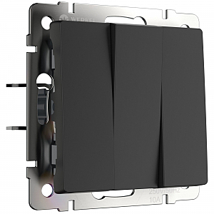 Выключатель Werkel W1130008/ Выключатель трехклавишный (черный матовый)