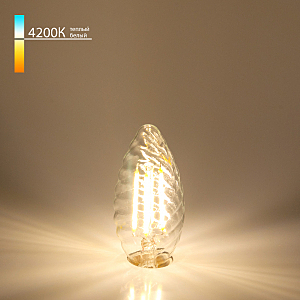 Светодиодная лампа Eurosvet Свеча витая F 7W 4200K E14 прозрачный (BL129)
