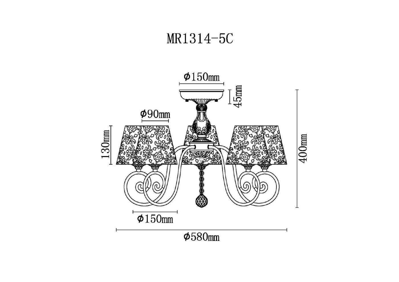 Потолочная люстра MyFar Luna MR1314-5C
