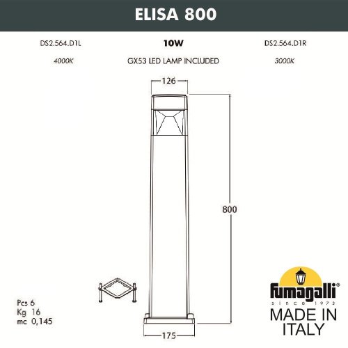 DS2.564.000.LXD1L Уличный наземный светильник Fumagalli Elisa DS2.564.000.LXD1L