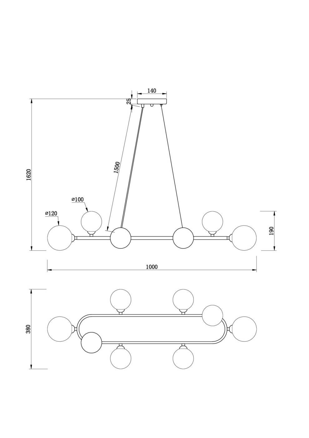 FR5222PL-08B Подвесная люстра Freya Globos FR5222PL-08B
