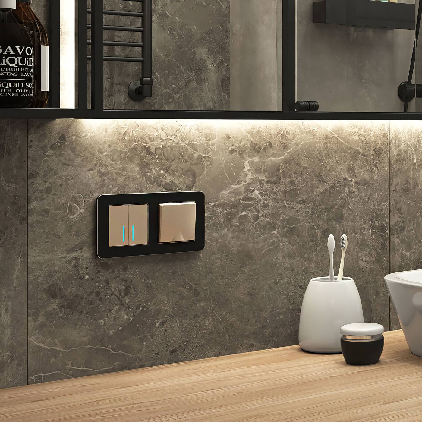 Рамка Werkel Platinum черный алюминий W0022608/ Рамка на 2 поста Platinum (черный алюминий)