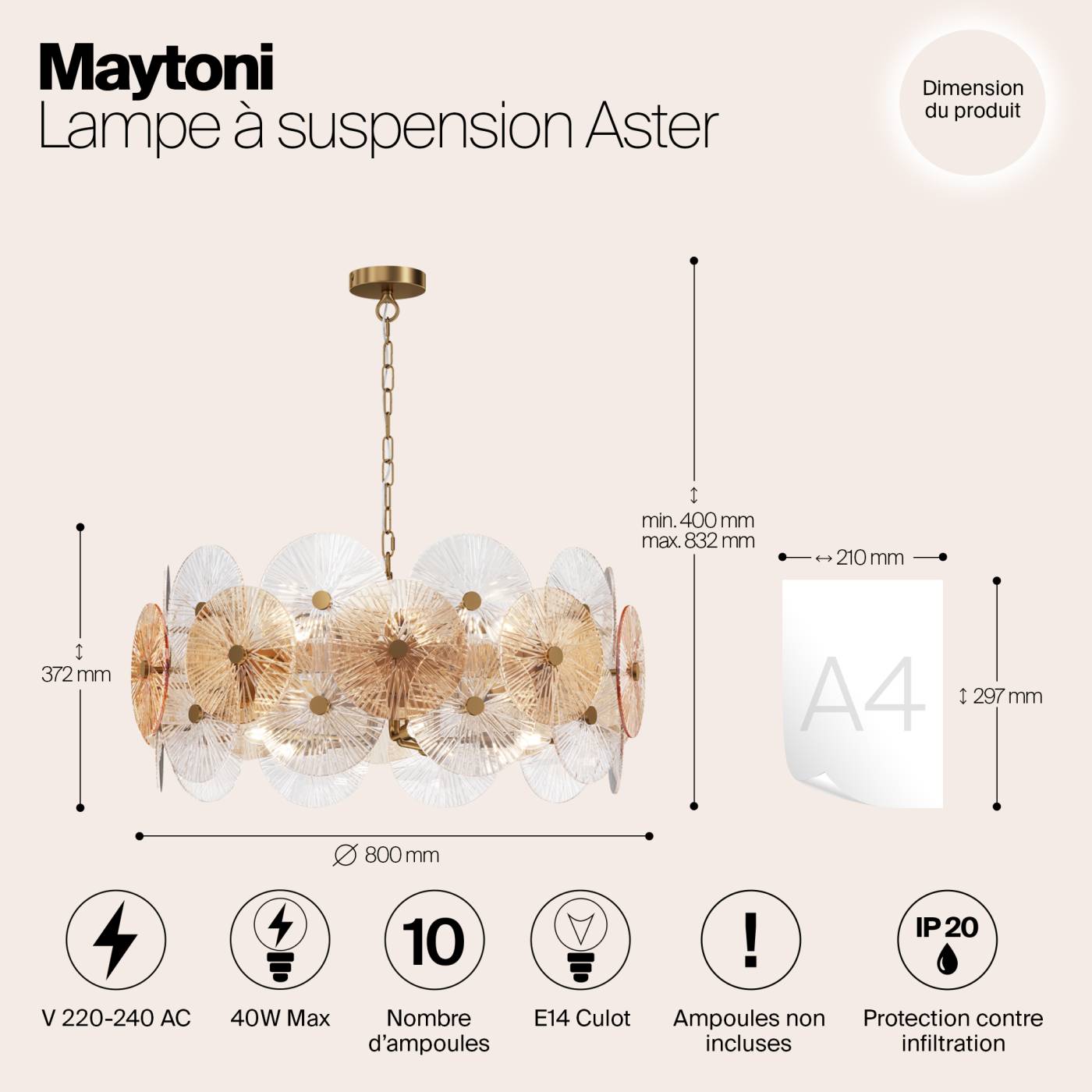MOD007PL-10G Подвесная люстра Maytoni Aster MOD007PL-10G