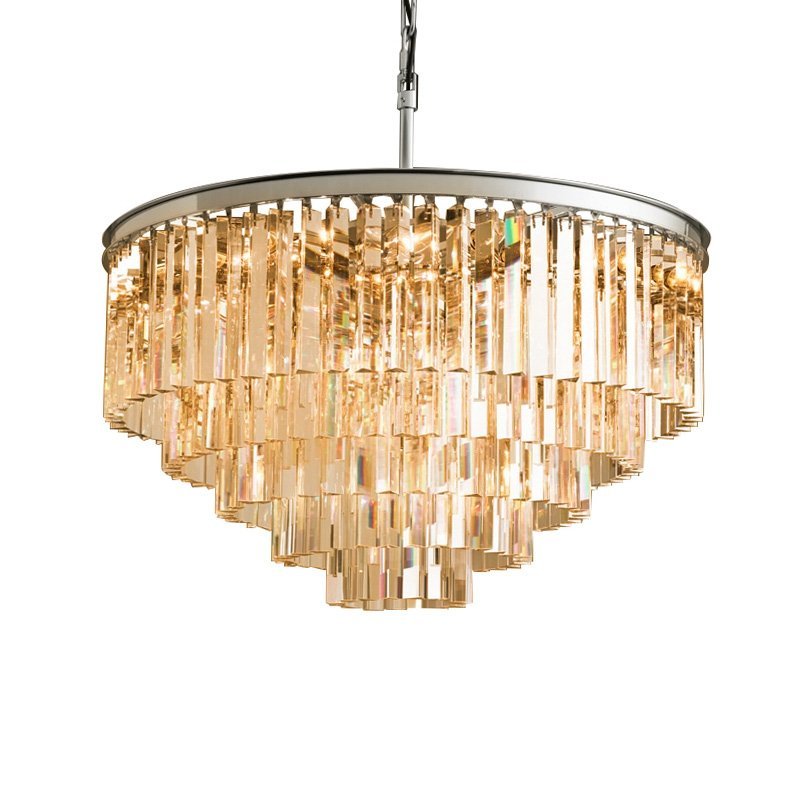 KR0387P-10A chrome/amber Подвесная люстра Delight Collection 1920s Odeon KR0387P-10A chrome/amber
