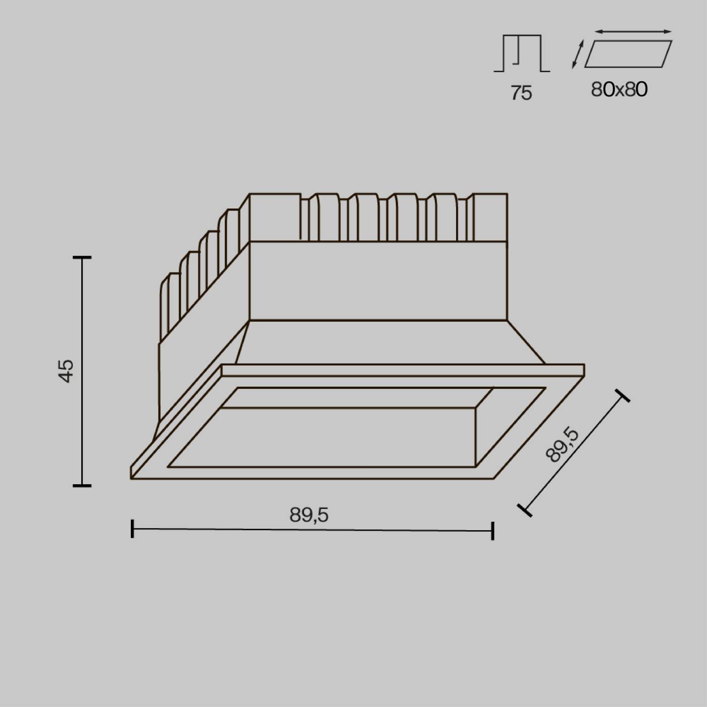 DL056-8W3-4-6K-B Встраиваемый светильник Maytoni Okno DL056-8W3-4-6K-B