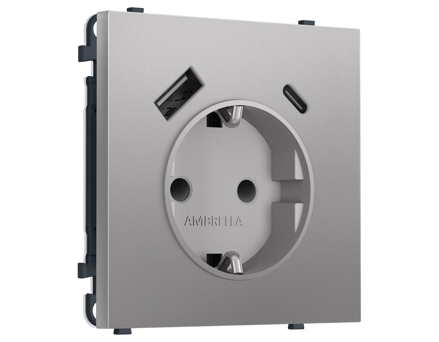 MS510010 MS510010 Комплект механизма электрической розетки SIGMA Сталь матовый 2USB A+C 20W (быст. зар.) с/з с/ш 16A-250V QUANT PRO (SP5100, PR160)