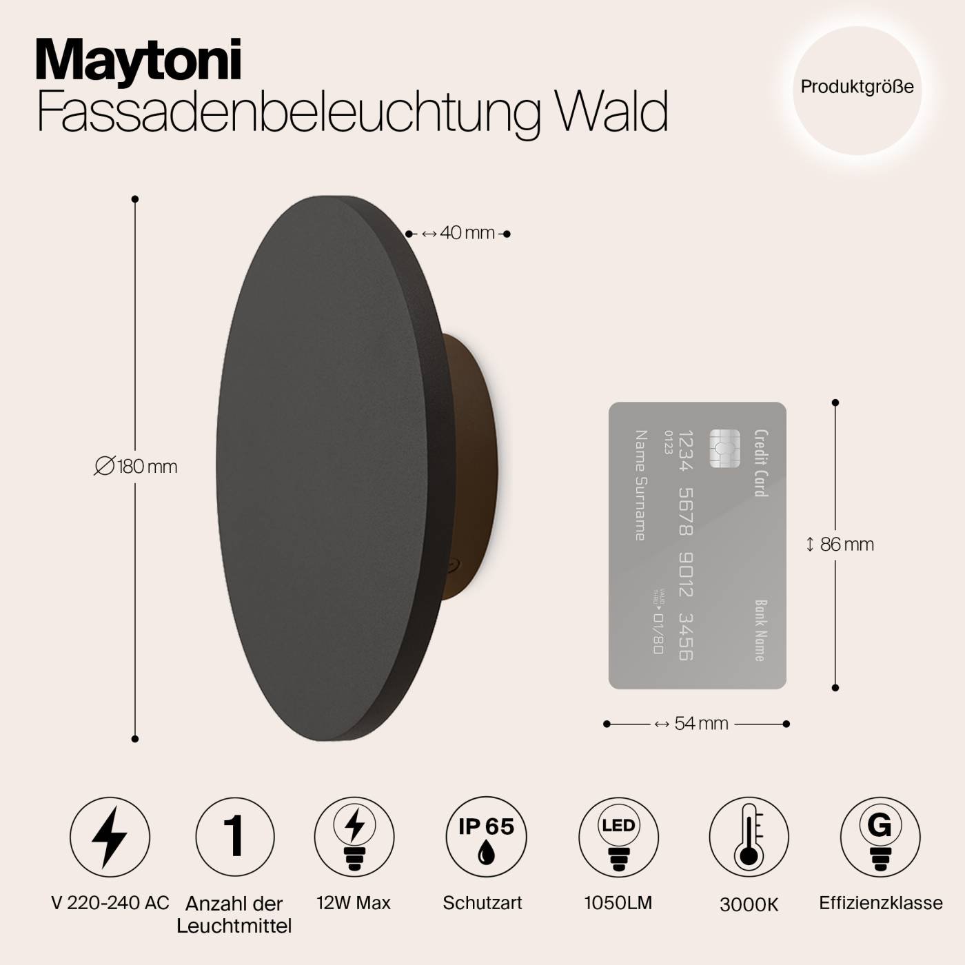 Уличный настенный светильник Maytoni Wald O420WL-L12GF
