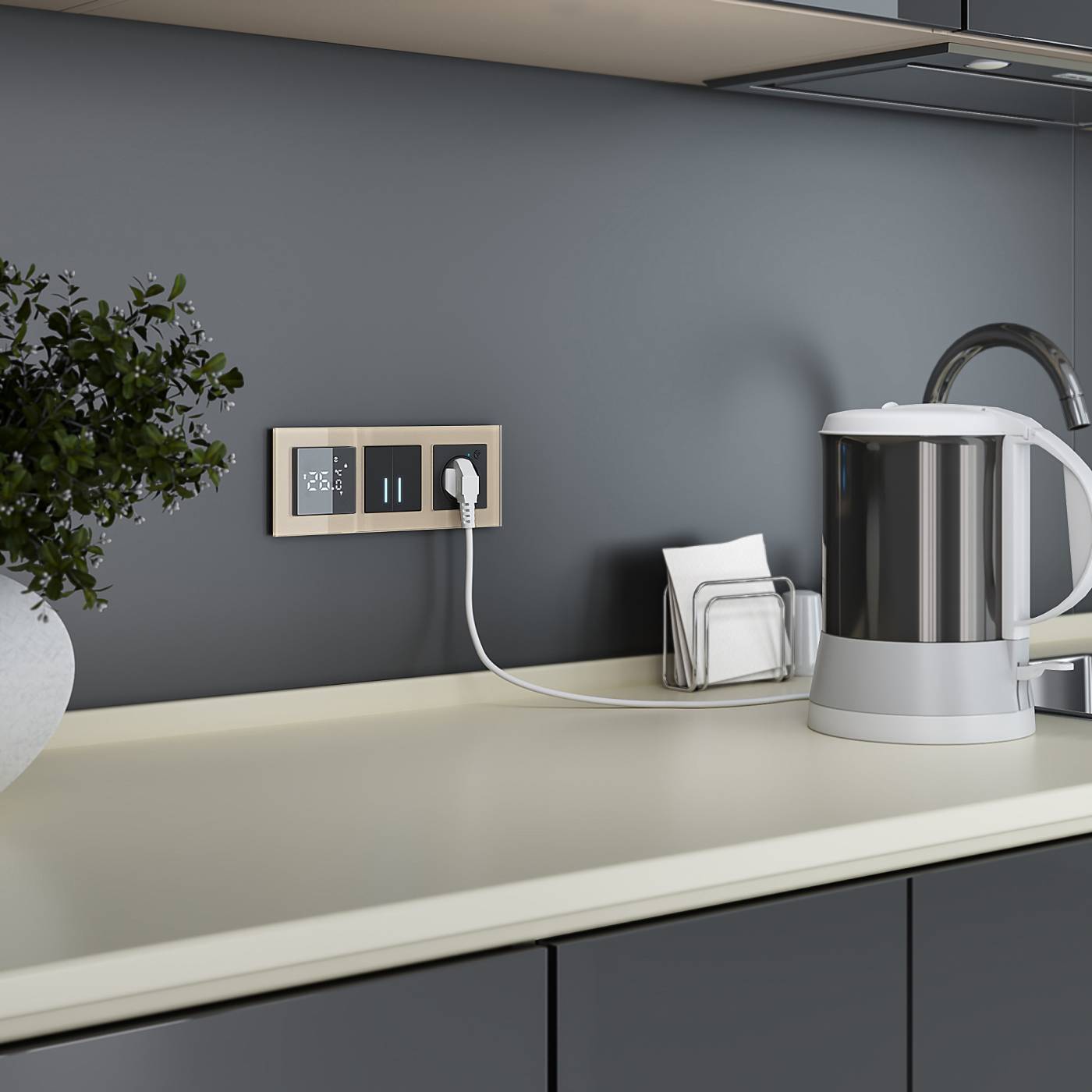 Werkel W1151208/ Сенсорный терморегулятор для теплого пола Wi-Fi (черный)