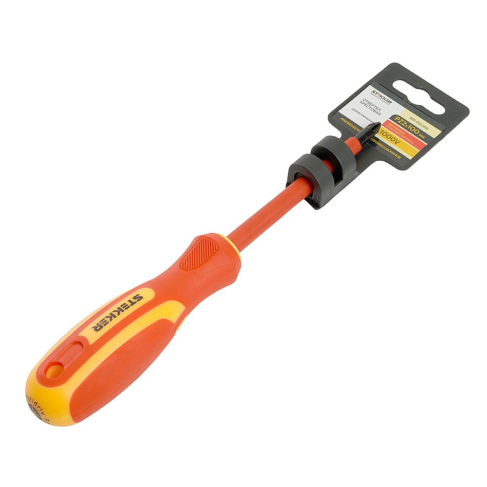 Отвертка крестовая диэлектрическая Pz 2 х 100 мм Stekker SDE-PZ2-100 49618