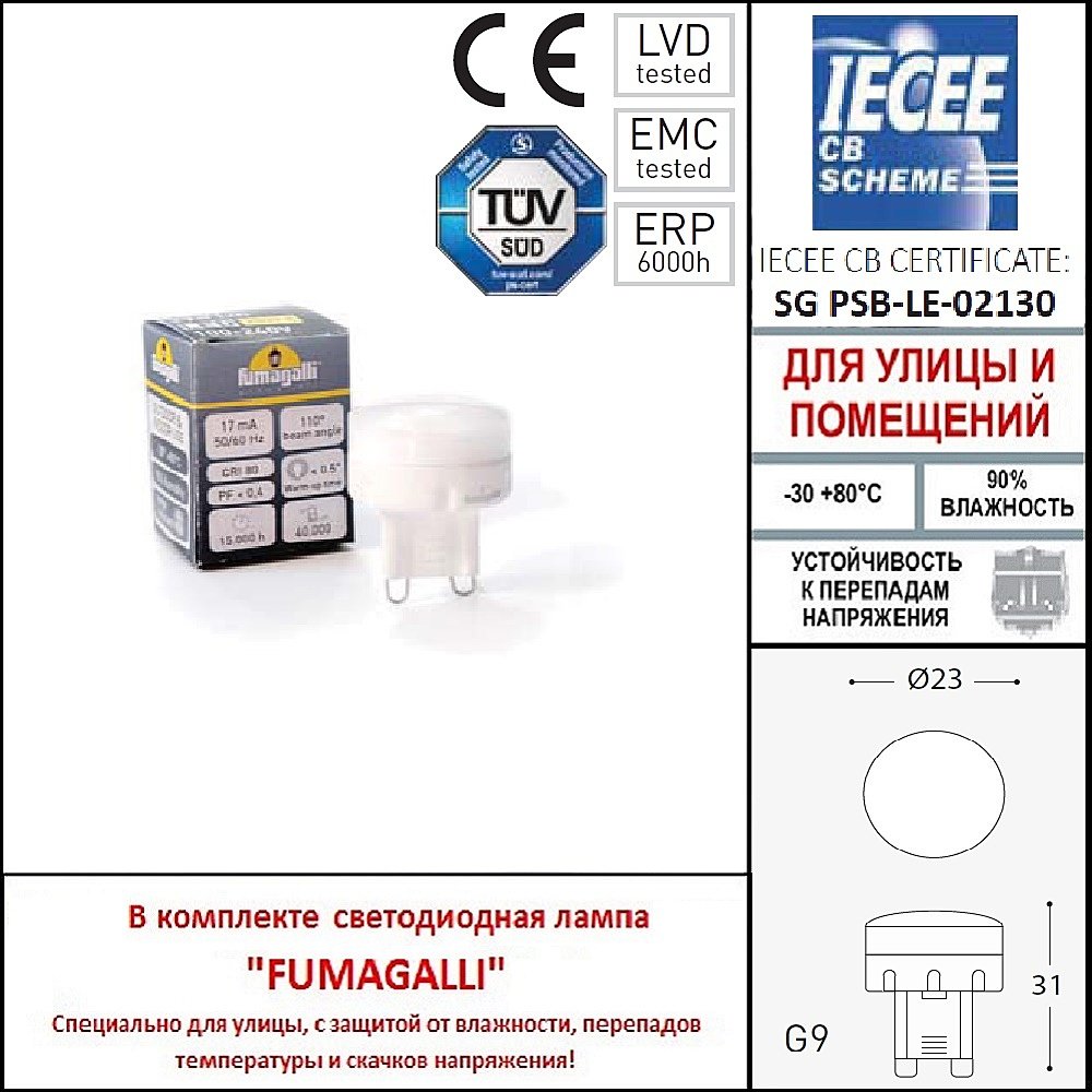 Уличный настенный светильник Fumagalli Mamete 1A3.000.000.WXZ1L