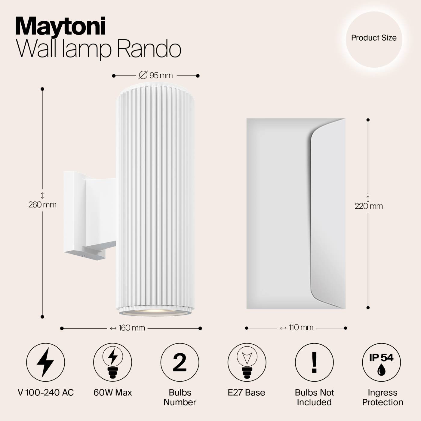 O419WL-02W Уличный настенный светильник Maytoni Rando O419WL-02W