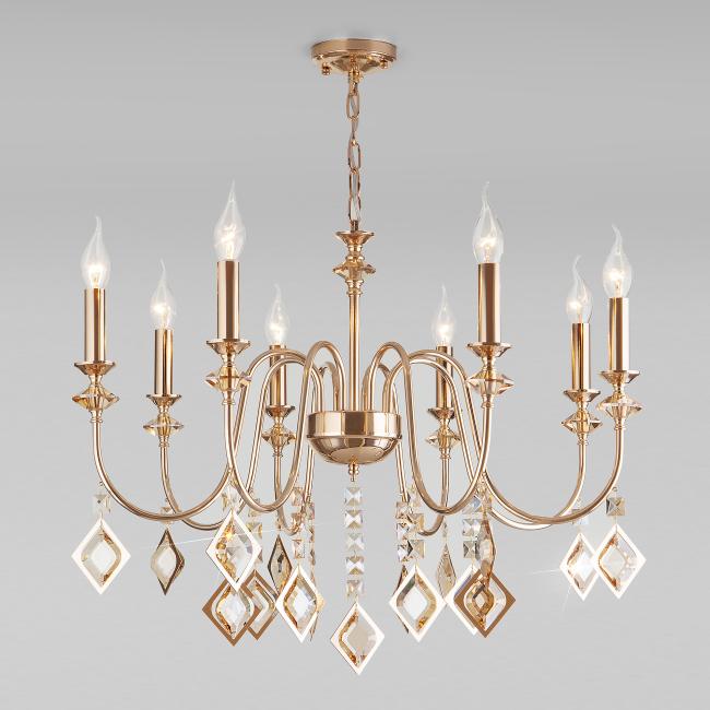 Подвесная люстра Eurosvet Telao 10120/8 золото/тонированный хрусталь Strotskis Smart (10110/8)