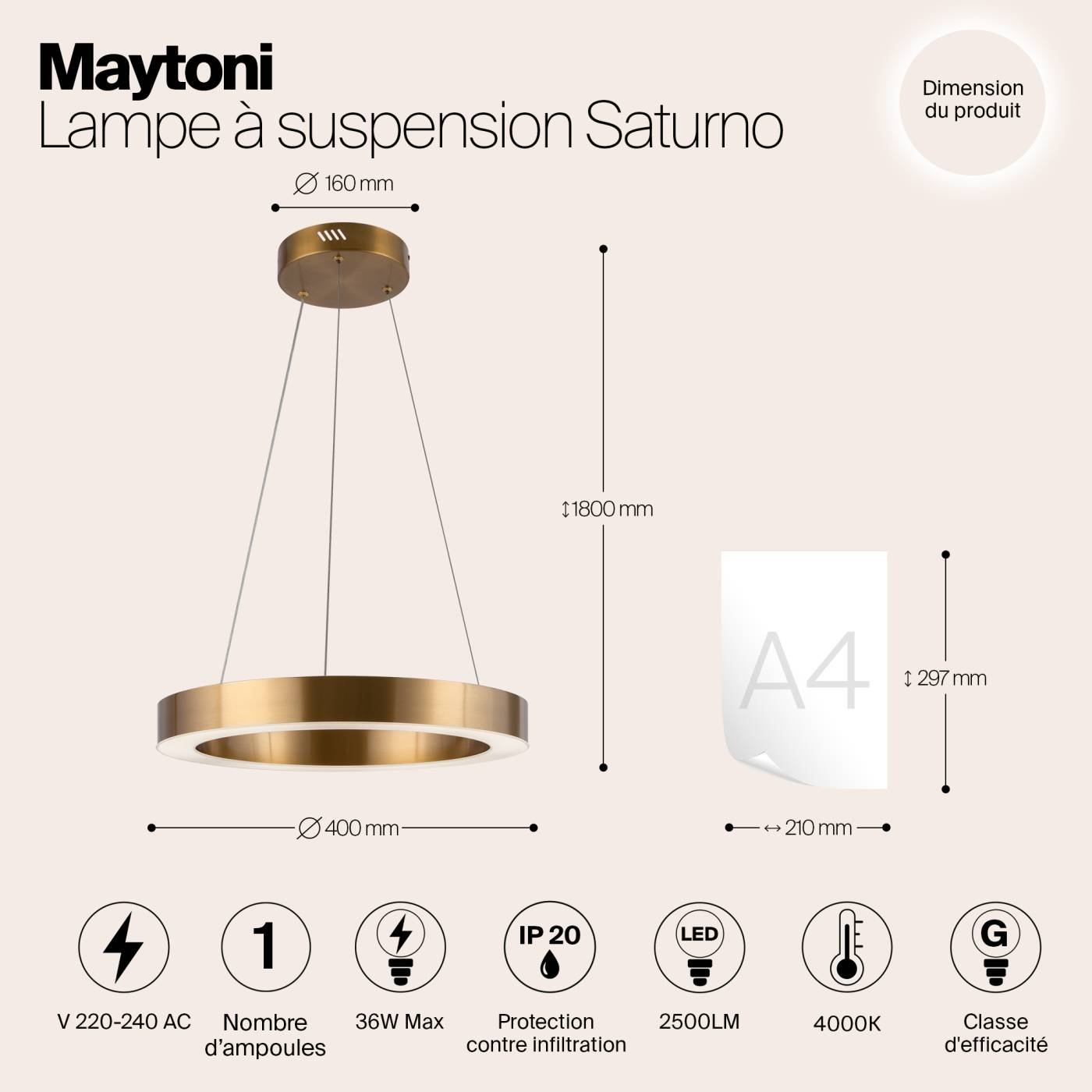 MOD415PL-L36BS4K Подвесная люстра Maytoni Saturno MOD415PL-L36BS4K