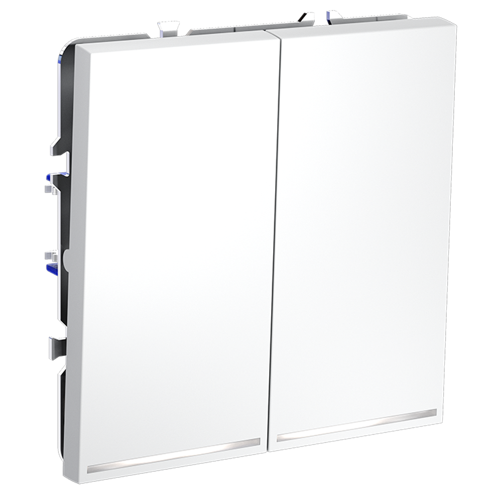 VLS020202 Выключатель встраиваемый VOLTUM S70 двухклавишный с подсветкой 10А, (белый матовый) VLS020202