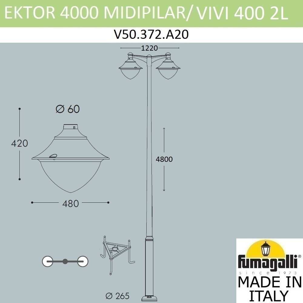 V50.372.A20.LXH27 Столб фонарный уличный Fumagalli Vivi V50.372.A20.LXH27