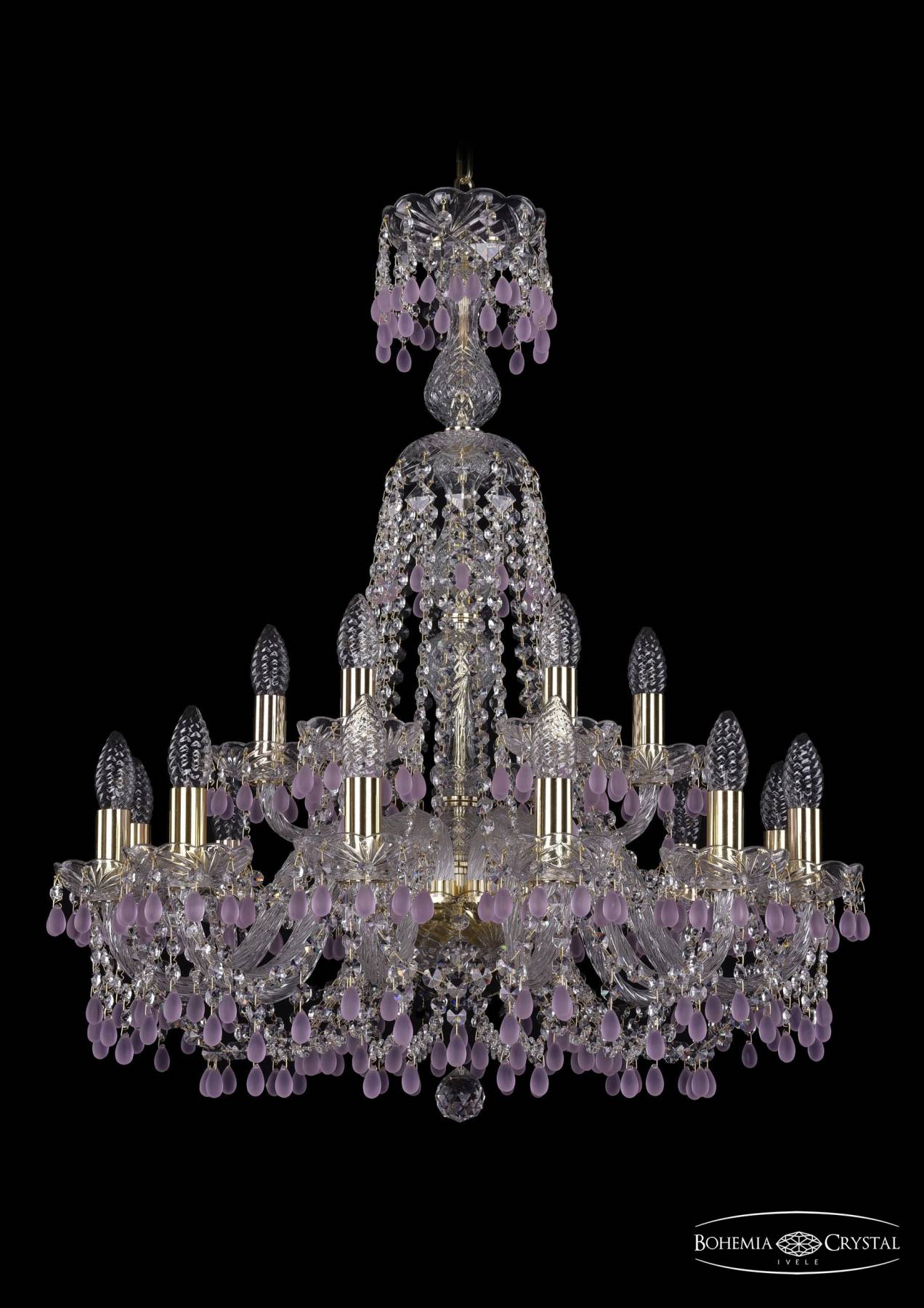 1410/12+6/240/XL-80 G V7010 Подвесная хрустальная люстра 1410 Bohemia 1410/12+6/240/XL-80 G V7010