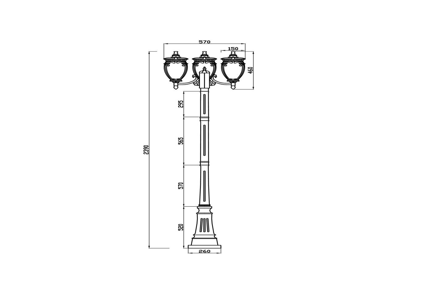 O414FL-03BZ Столб фонарный уличный Maytoni Fleur O414FL-03BZ