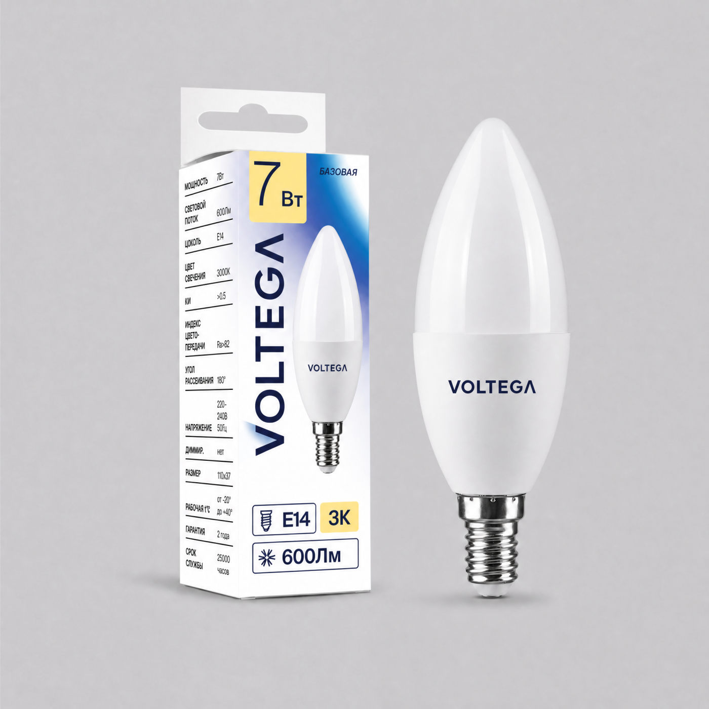 Светодиодная лампочка Candle 7W Voltega 3274