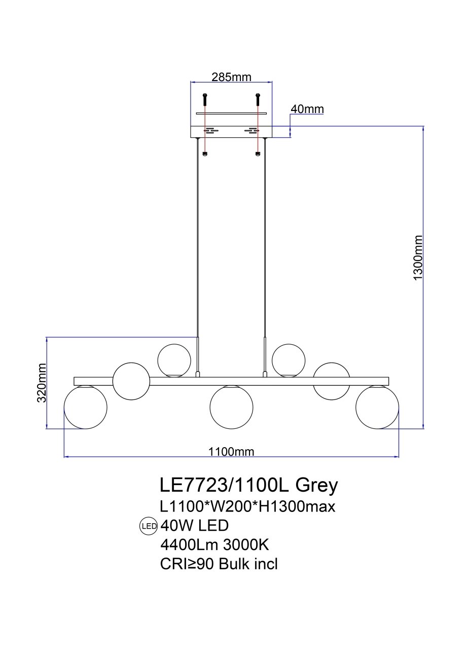 Светильник подвесной LEON Molecule LE7723/1100L Chrome