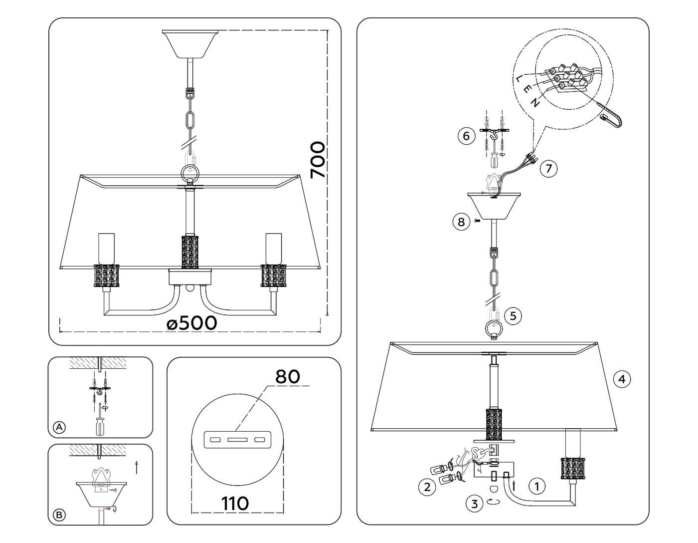 LH71211 Подвесная люстра Ambrella Classic LH71211