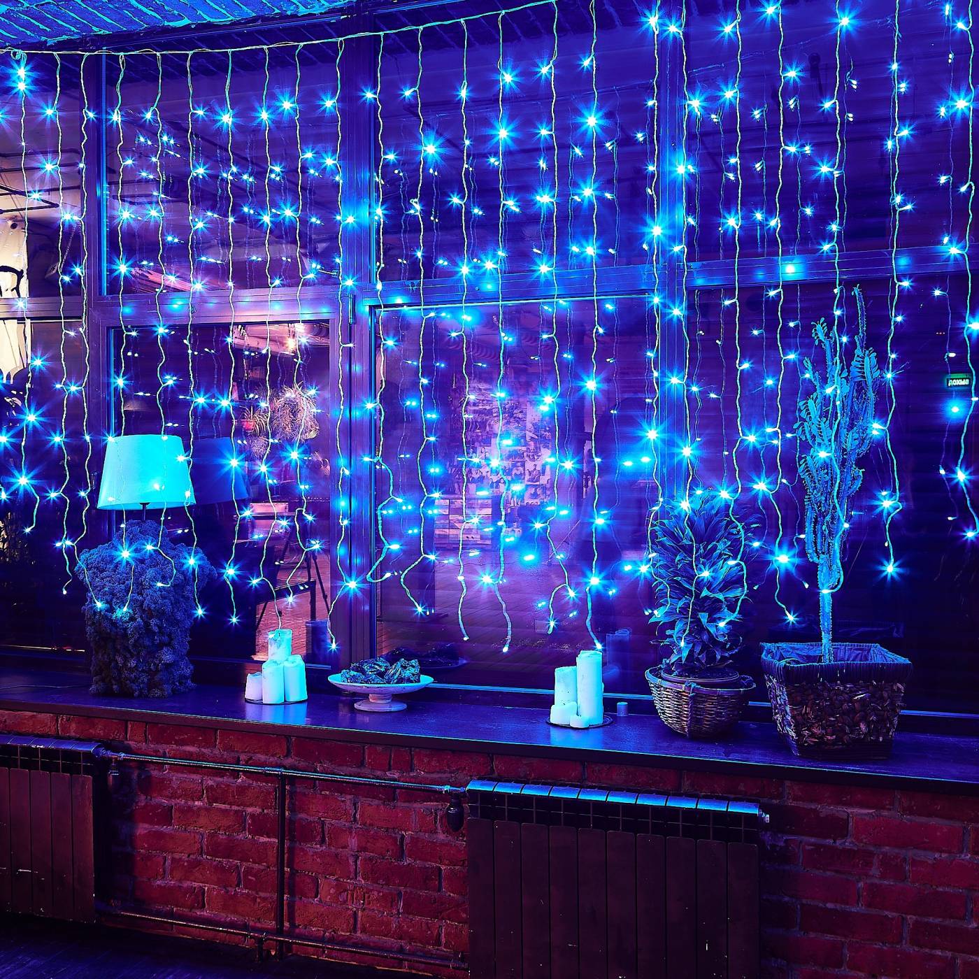 Занавес светодиодный с эффектом мерцания, 3х2м Uniel ULD-C3020-240/TTK BLUE IP44