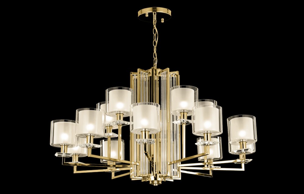 NICOLAS SP-PL10+5 GOLD/WHITE Подвесная люстра Crystal Lux Nicolas NICOLAS SP-PL10+5 GOLD/WHITE