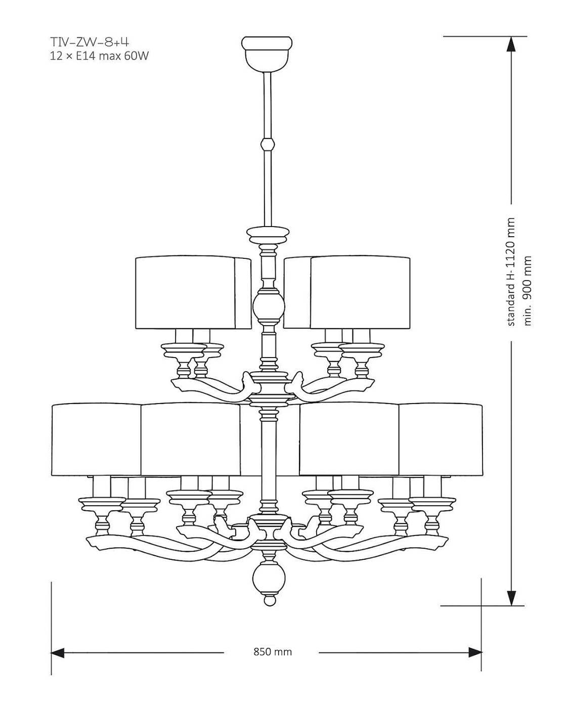 Потолочная люстра Kutek Tivoli TIV-ZW-8+4(N)