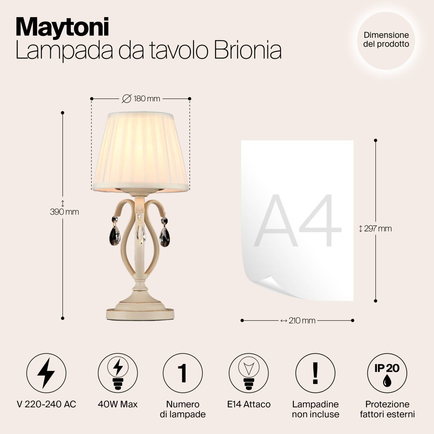 Настольная лампа Maytoni Brionia ARM172-01-G