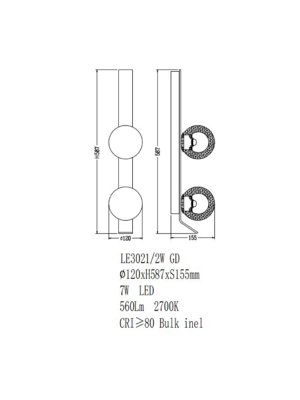 Настенное бра LEON Air LE3021/2W GD