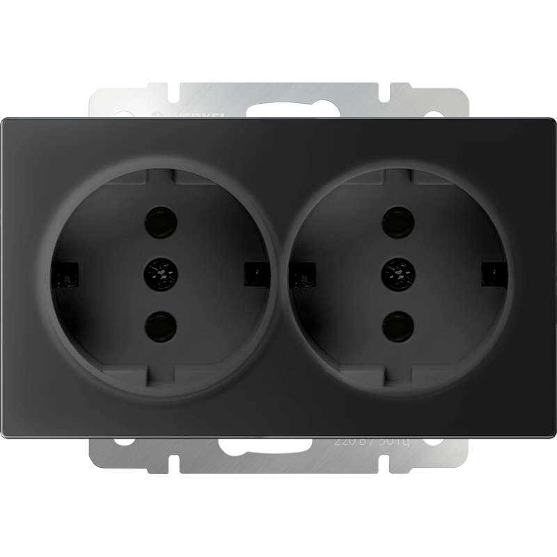 W1172008/ Розетка двойная с заземлением (черный матовый) Розетка Werkel W1172008/ Розетка двойная с заземлением (черный матовый)