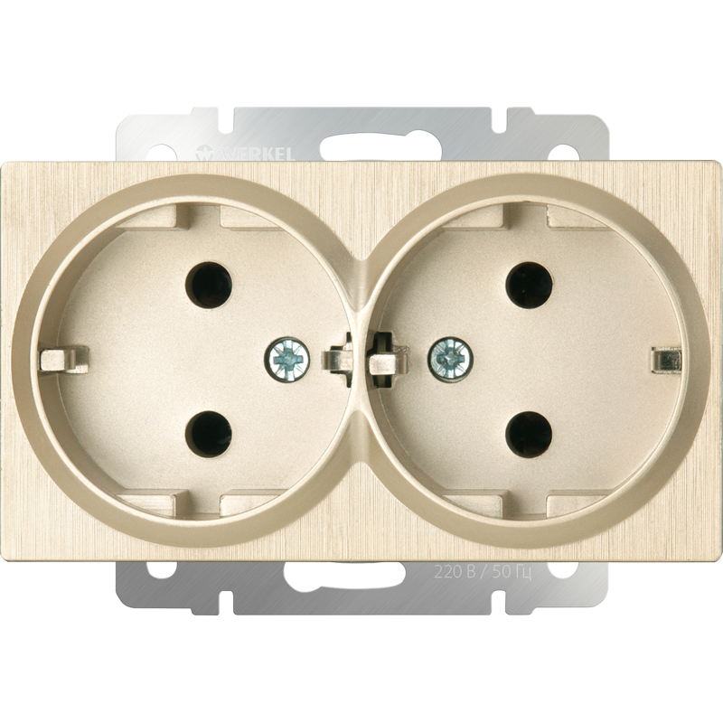 Розетка Werkel W1172010/ Розетка двойная с заземлением (шампань рифленый)
