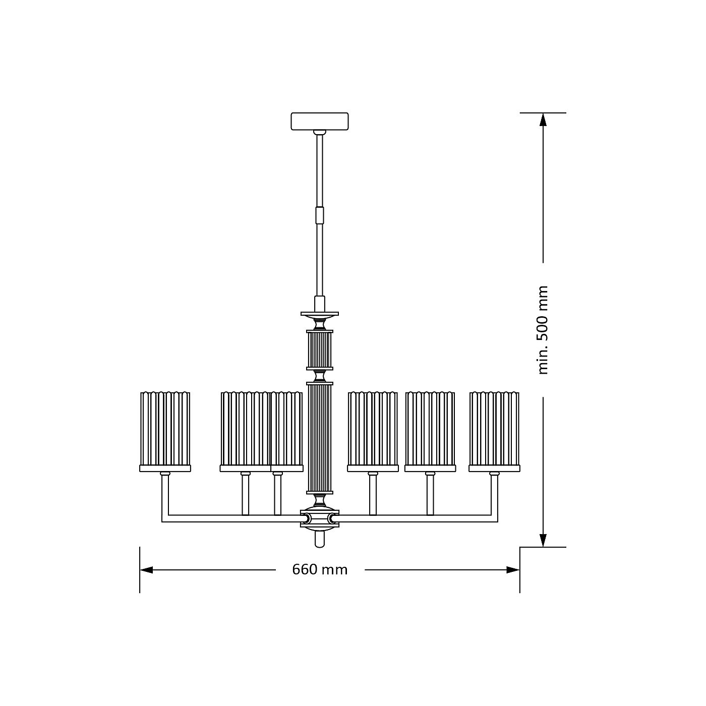 Люстра на штанге Kutek Artu Ryfel ART-ZW-6(N)R