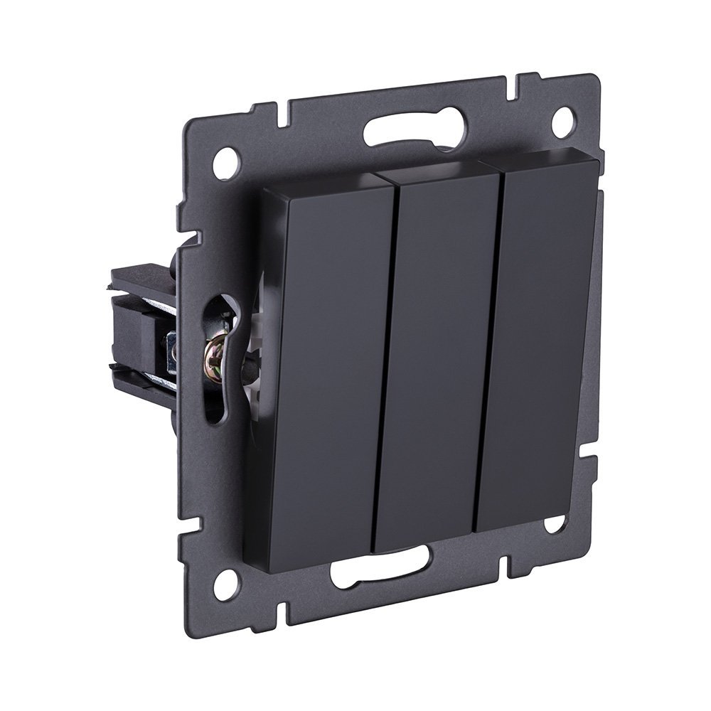 Выключатель 3-клавишный 10А/250В, черный матовый Kollinger REA-S-012BM для Aspekt, Eleganz, Reflex