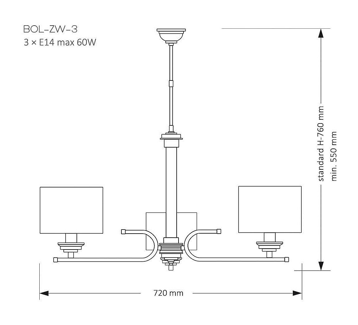 Люстра на штанге Kutek Bolt BOL-ZW-3(Z)