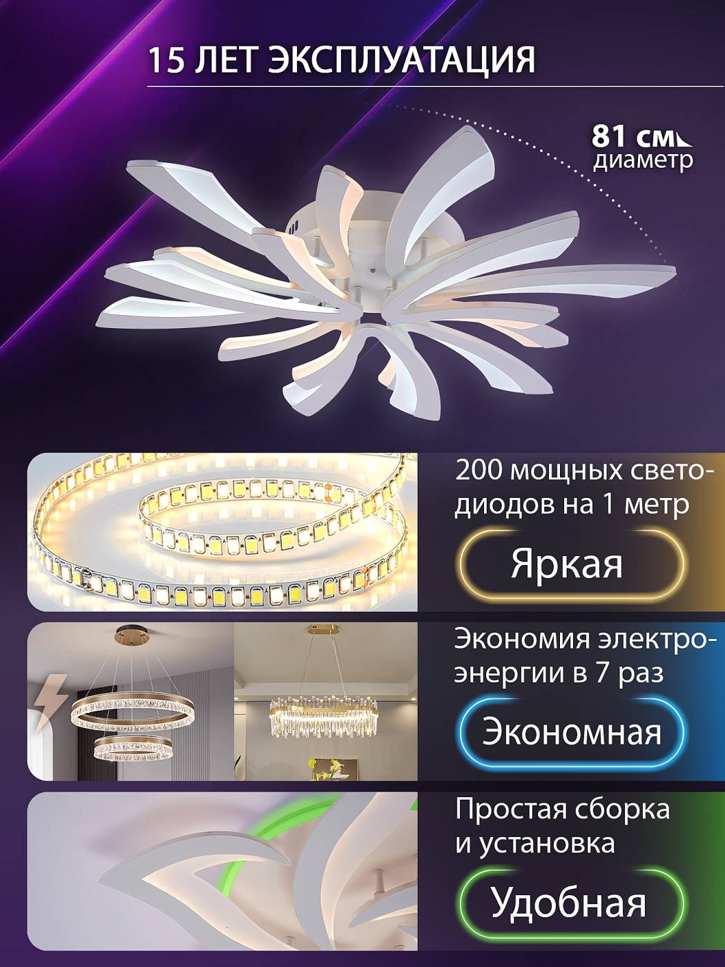 LED LAMPS 81454 Потолочная люстра Natali Kovaltseva Vio LED LAMPS 81454