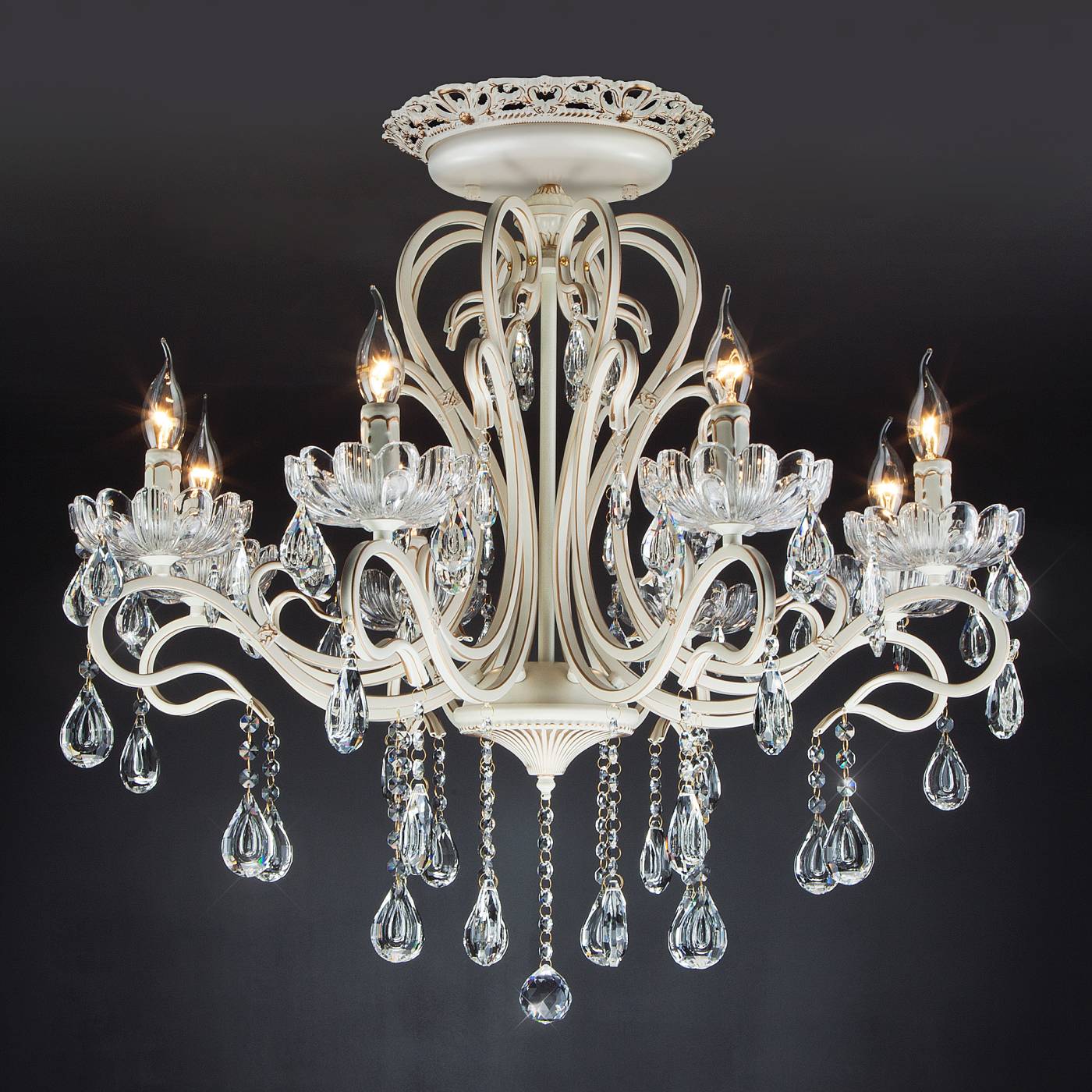 12205/8 белый Strotskis Потолочная хрустальная люстра Eurosvet Etna 12205/8 белый Strotskis