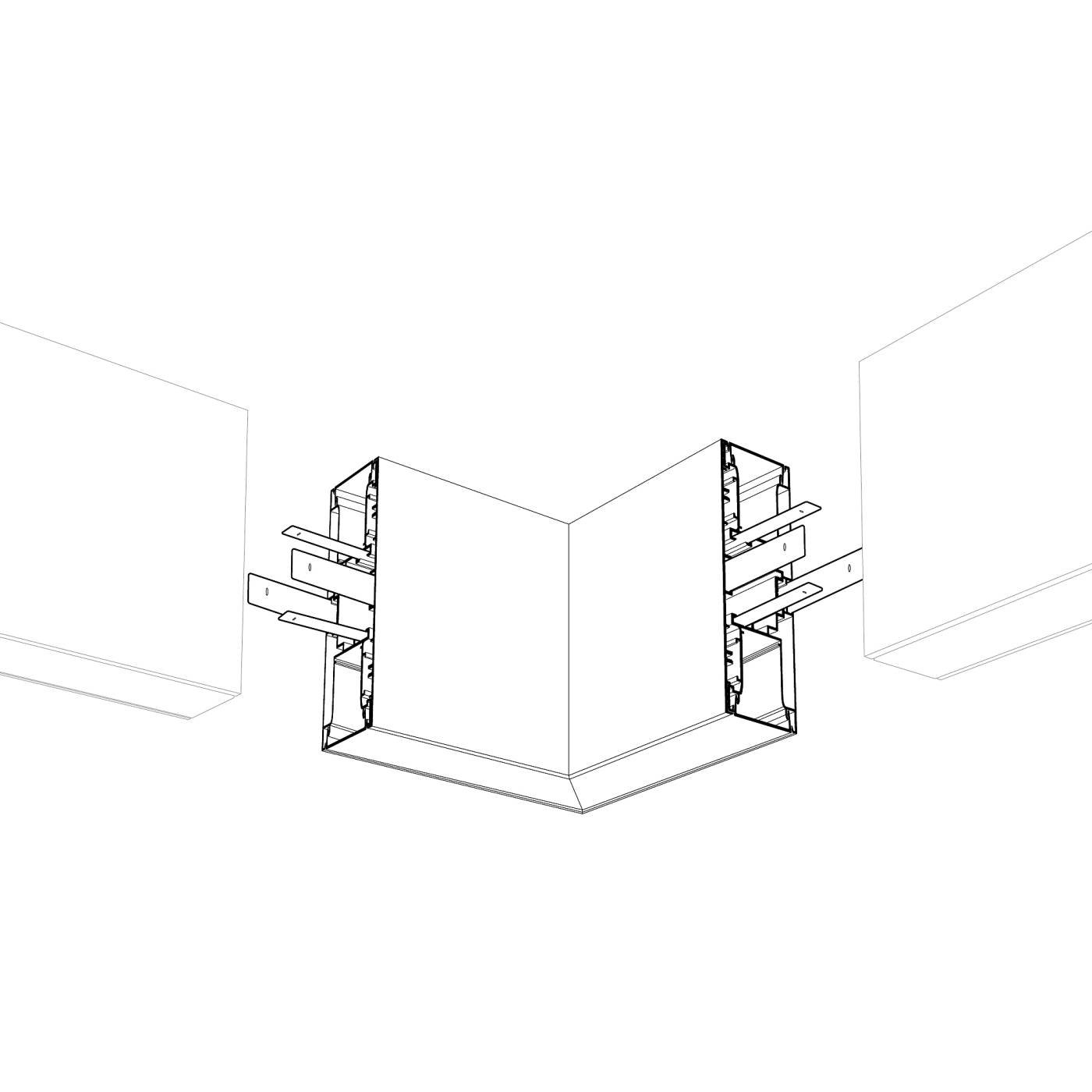 Внутренний прямой угол в сборе для соединения двух профилей Arlight S2-Wall 021288