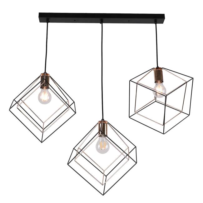 Светильник подвесной IMEX Quatro MD.0830-3-P BK+FGD