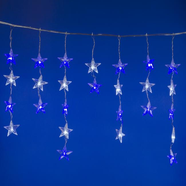 Занавес светодиодный фигурный Звёздочки-1 Uniel ULD-E5505-196/DTK WHITE-BLUE IP20 STARS-1