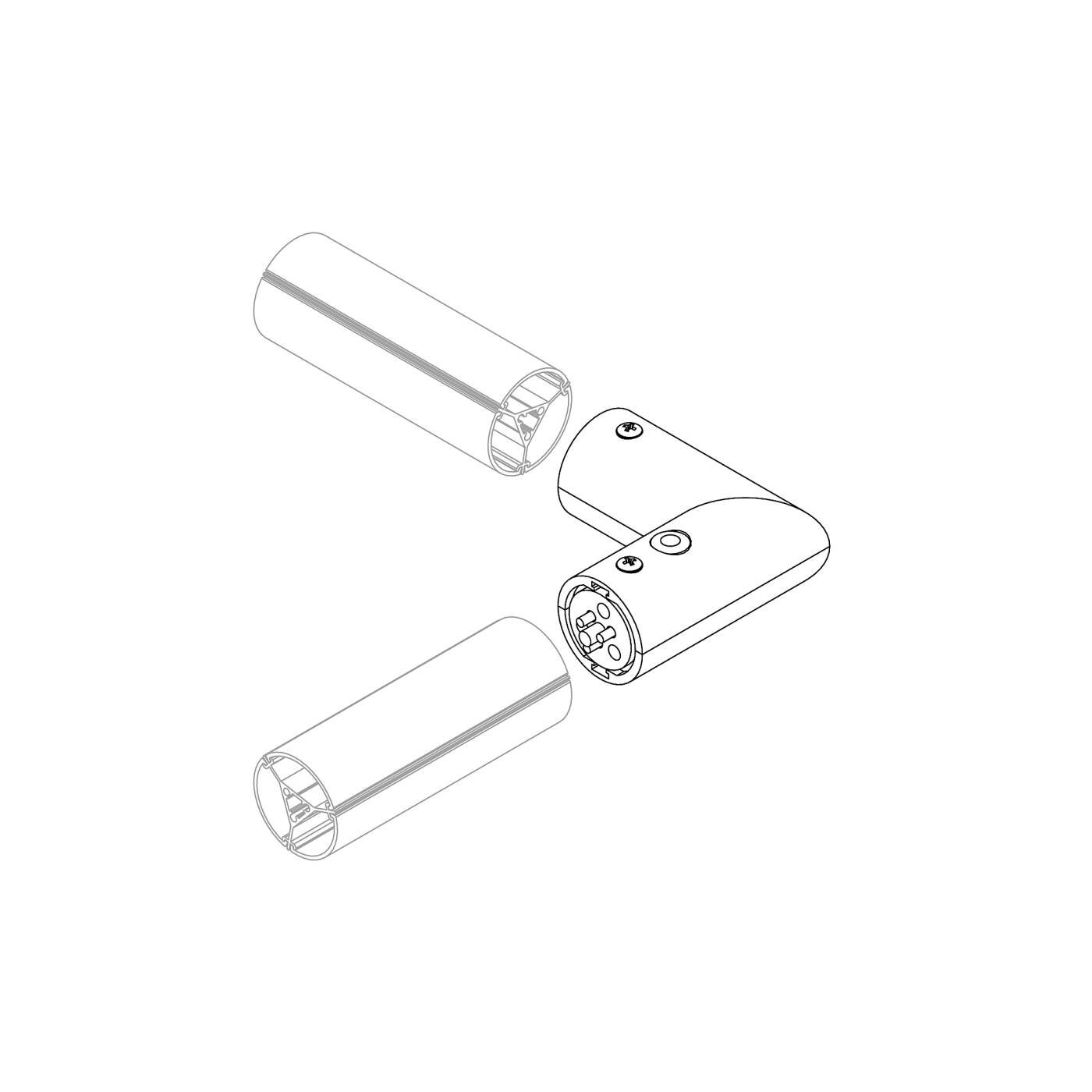 050543 Угловой коннектор для соединения двух отрезков профиля ROUND-D36-360 Arlight Sl-Round 050543