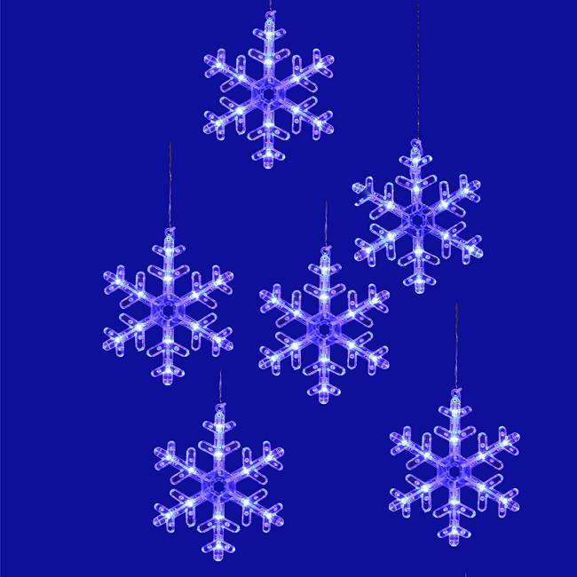 Занавес фигурный светодиодный, 1,5х0,3м Uniel ULD-E1503-072/DTA BLUE IP20 SNOWFLAKES-3
