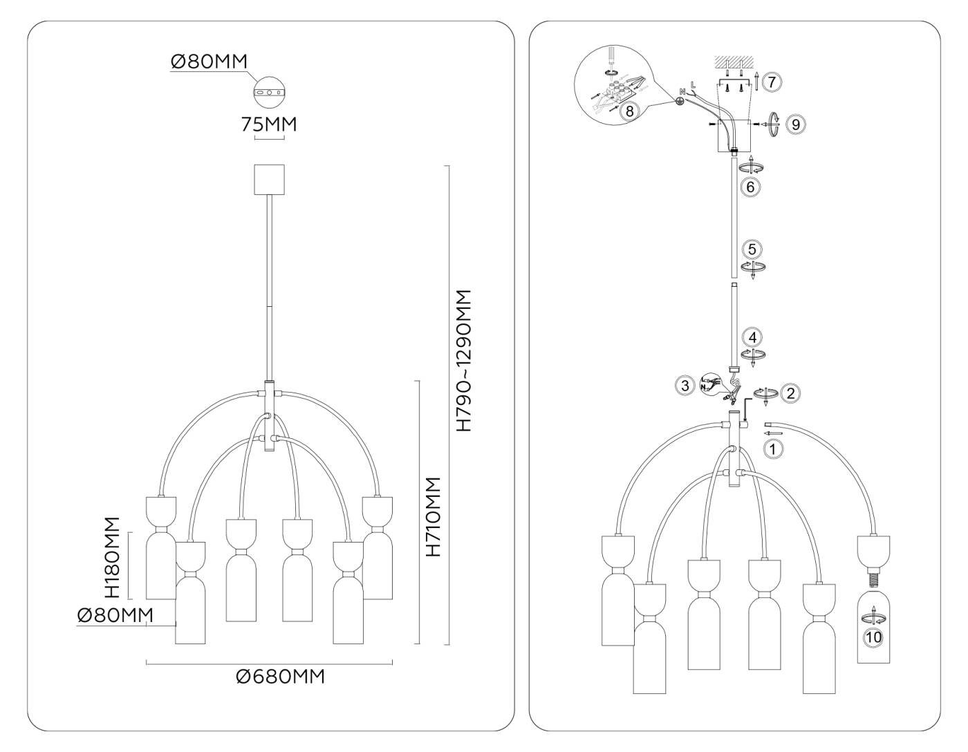 Люстра на штанге Ceramo Modern Ambrella LH53333
