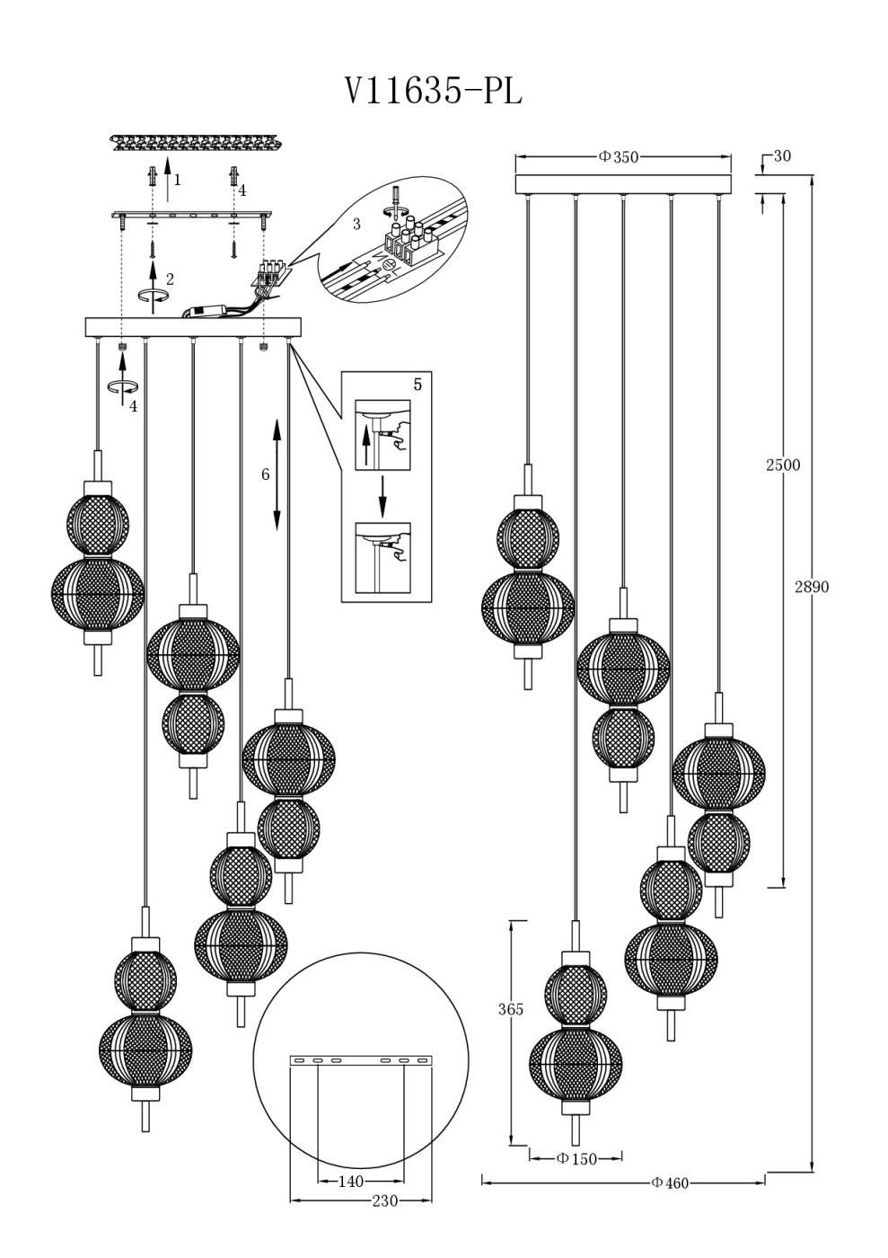 V11635-PL Подвесной светильник Moderli V11635-PL