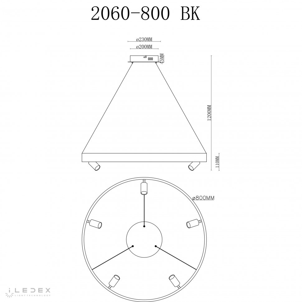Подвесная люстра ILedex Vision 2060-D800 BK