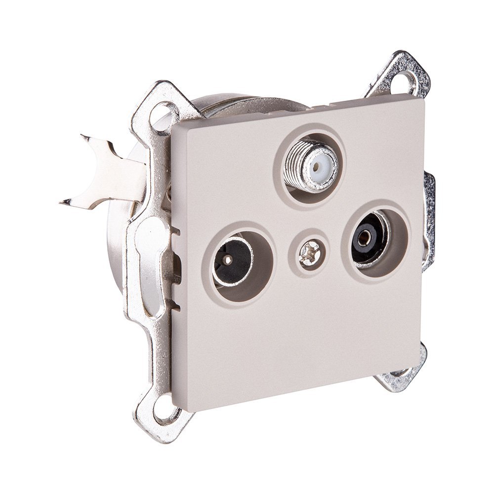 REA-036CM Розетка тройная TV (мама) + TV (папа) + спутниковая SAT, кашемир матовый Kollinger REA-036CM для Aspekt, Eleganz, Reflex