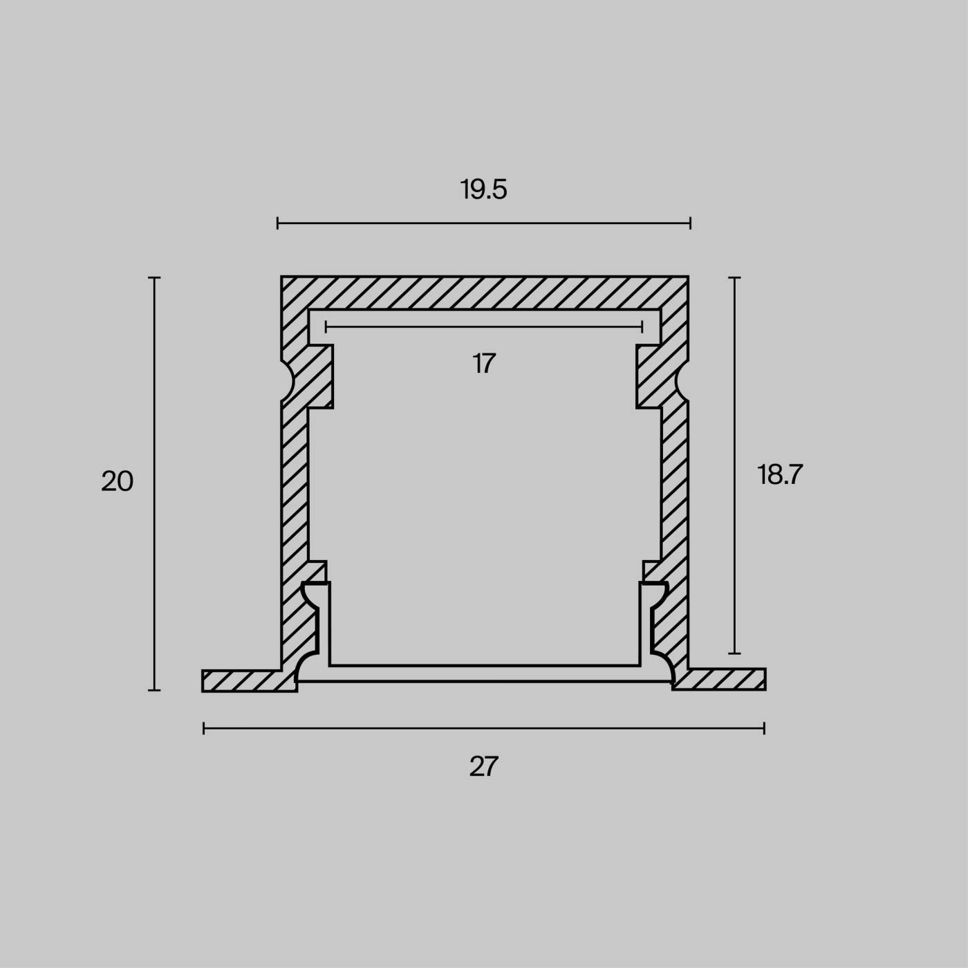 ALM-2720-S-2M Алюминиевый профиль встраиваемый 27x20 Maytoni Алюминиевый профиль ALM-2720-S-2M