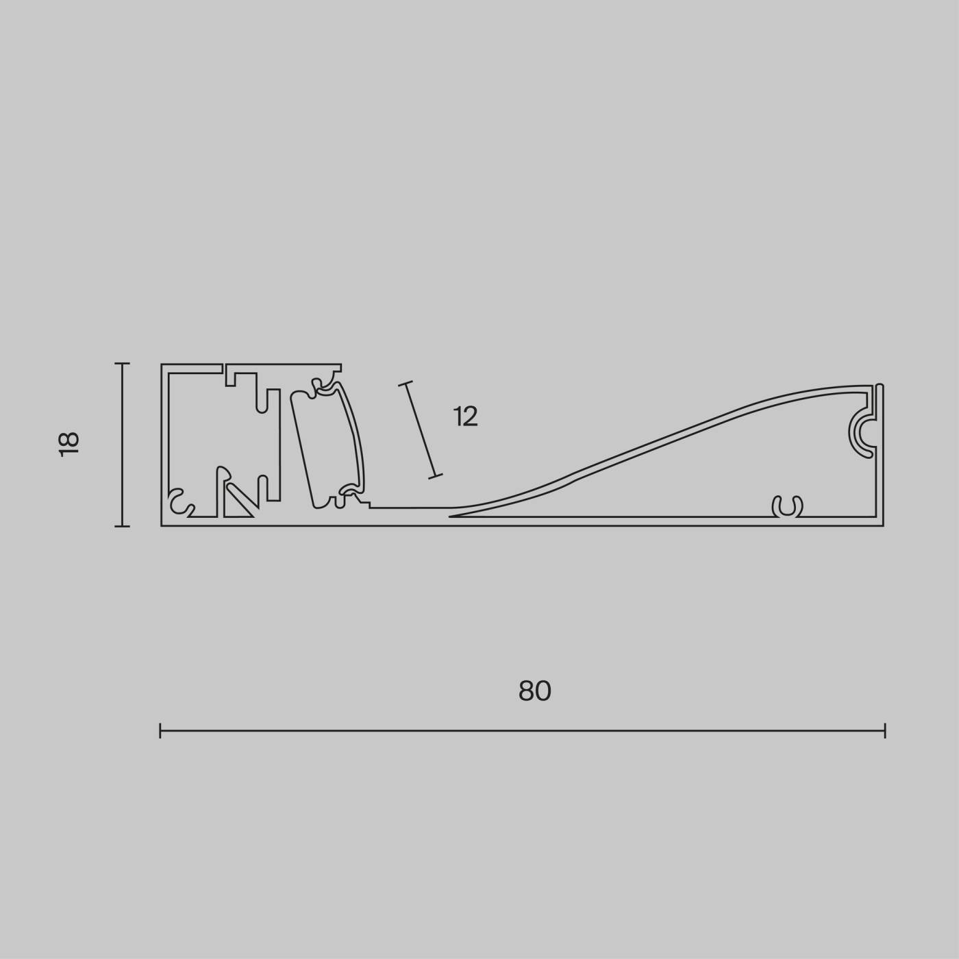 Алюминиевый профиль плинтус с подсветкой 80x18 Maytoni Алюминиевый профиль ALM-8018-B-2M