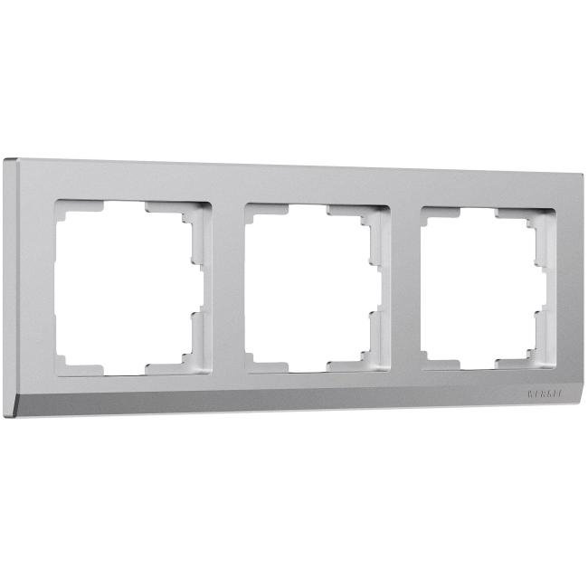 W0031865/ Рамка на 3 поста Stark (серебряный матовый) Рамка Werkel W0031865/ Рамка на 3 поста Stark (серебряный матовый)